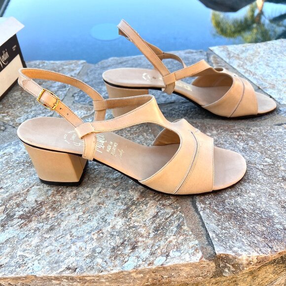 60's NWT Medici Leather Heels - Sandals - Made in Italy - Size 9 - Picture 3 of 10